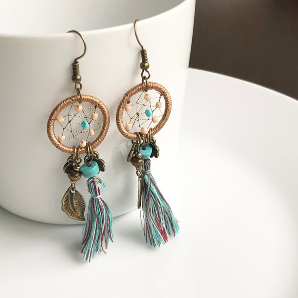 Jewelry - NEW Boho Dreamcatcher Tassel Silk Earrings